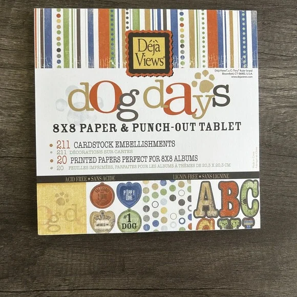 8x8 Deja Views Dog Days Scrapbook Album Kit Paper Stickers Pet Memory Book DIY - Picture 1 of 8